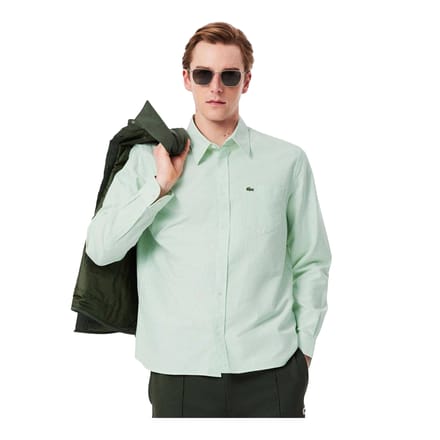 Lacoste Heren Gestreept Oxford Overhemd (Wit)