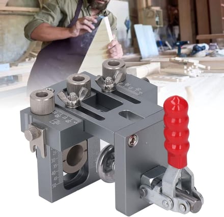 Houtbewerkingsset - Gat boorgids - Meubelconstructie - 3-in-1 functie - 16 Delen - Grijs