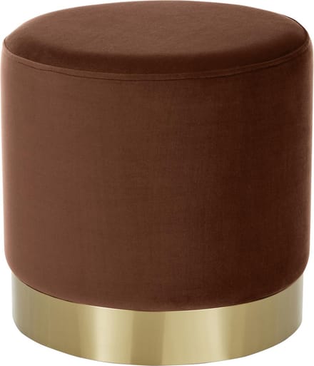 Fluwelen poef Orchid in bruin met goedkleurige boord
