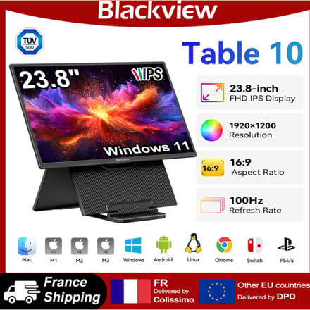 Blackview Table 10 23.8’’ IPS Draagbaar LCD-scherm 1080P 16:9 Beeldverhouding Extern Tweede Scherm voor PC en Telefoon