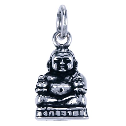 Zilveren Hotei ketting hanger - geldbuidel