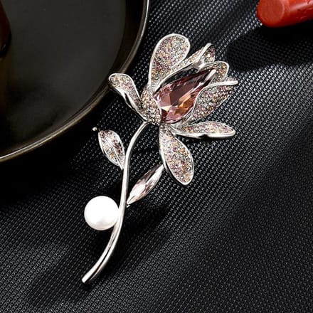 Nouveau Design de Luxe pour Femmes Exquis Tendance Élégant Charme Élégant Broche Fleur Accessoires Manteau gray
