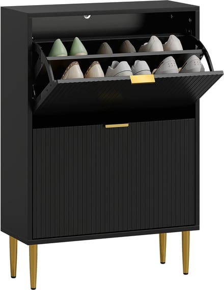 HOMCOM - Opklapbare schoenenkast - MDF - 60x24x91,5cm - Zwart