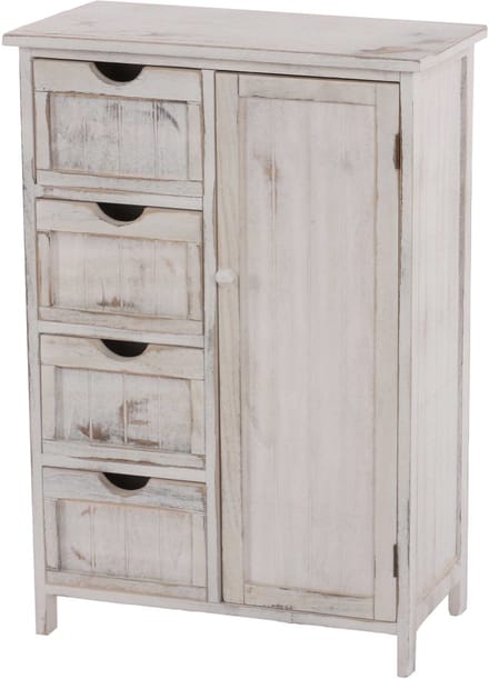 Ladekast MCW-D12, ladekast, shabby-look vintage 82x55x30cm ~ wit
