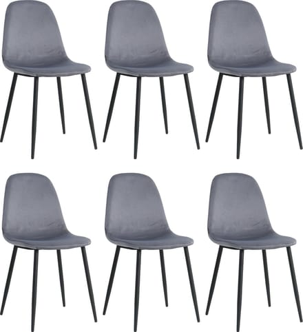 Lina® Napoli Eetkamerstoelen - Grijs - Set van 6 - Fluweel - Velvet