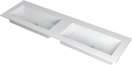 INK Kraft wastafel - 160x45x1cm - 2 wasbakken - 0 kraangaten - wit mat