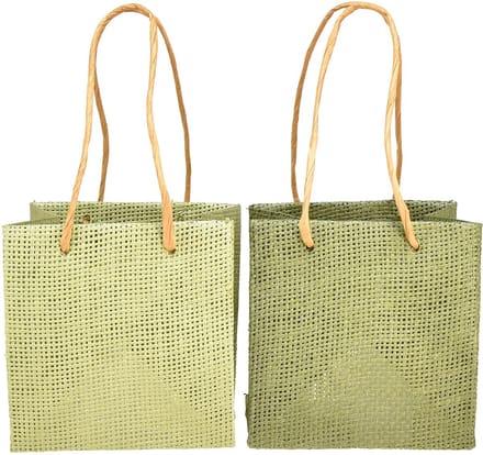 Cadeauzakjes papier geweven look groen 12x12cm 12 st, 12 Stück
