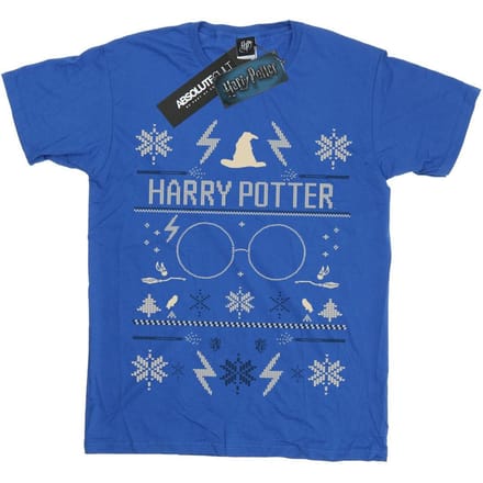 Harry Potter Jongens Kerstpatroon T-shirt (Koningsblauw)