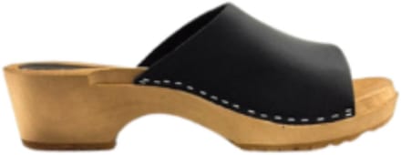 Houten sandalen met nubuck leren upper - Mat Zwart - maat 43