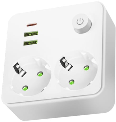 Kobi LINEA PRO FL2 stekkerdoos splitter met schakelaar 2x Schuko + 2x USB-A + 1x USB-C wit