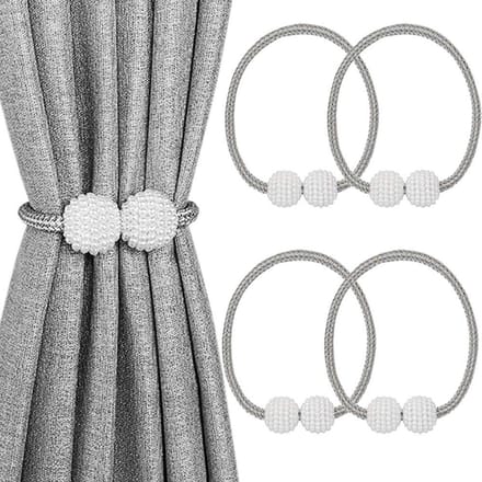Set van 4 Magnetische Gordijnhouders voor Elegante Raamdecoratie - Grijs