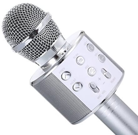 Jumada's - Karaokemicrofoon - Ingebouwde luidspreker - Feestmicrofoon - Zilver