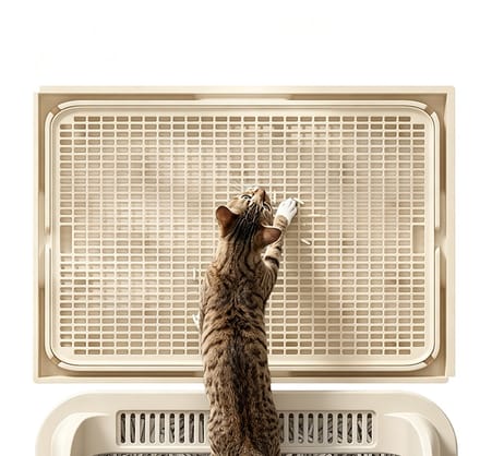 MAGICSHE Mat Kattenbak Gritopvanger - 42 X 28,5 X 2 Cm - Dubbele Laag - Uitloopmat - Kattenbakmat - Kattenbak Accessoires - Schoonloopmat Kattenbak Beige