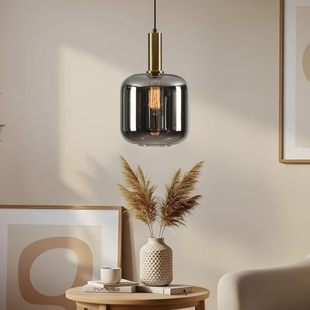 LumenXL Zwarte design hanglamp goud - rookglas - Basso