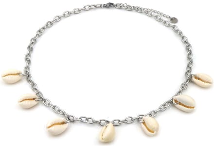 Ketting - RVS - schelpen - zilverkleurig - 40-45 cm