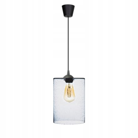 Viola hanglamp 1M glazen buis, modern design, zwart/blauw