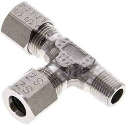 8LL & R1/8'' RVS L-vorm Snijringkoppeling Buitendraad 100bar ISO 8434-1