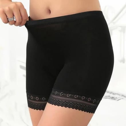 LOUZIR Dames Short Seamless - lange pijp -Basic  korte broek -Zwart Maat L