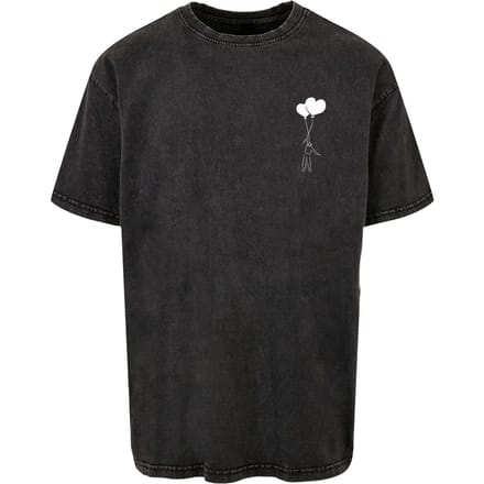 Merchcode - Love In The Air Acid Washed Heavy Oversize Heren Tshirt - XXL - Zwart