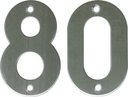 AMIG Huisnummer 80 - massief Inox RVS - 10cm - incl. bijpassende schroeven - zilver