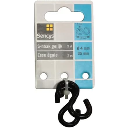 Sencys S-haak - Staal - Gelijk - Diam. 4x35mm