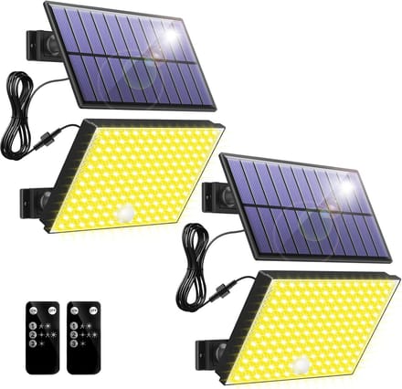 Set van 2 Buiten Zonne-LED Spots met Bewegingssensor en 3 Modi - Warmgeel Licht