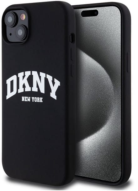 DKNY Silicone Arch Logo Back Case (MagSafe Compatible) - Geschikt voor Apple iPhone 15 Plus (6.7") - Zwart