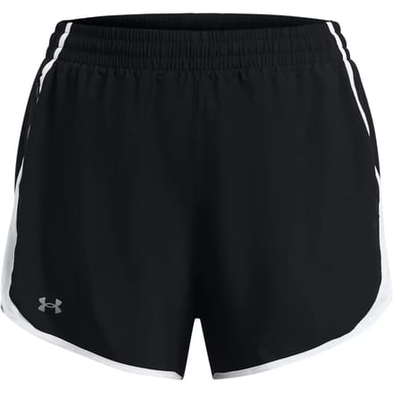 Under Armour UA Fly By 3'' Shorts&-BLK Dames Sportbroek - Zwart - Wit - Reflective