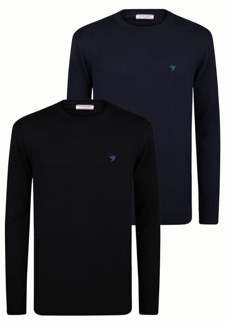 Felix Hardy Sweater Ronde Hals - 2 Pack Heren Zwart-Navy - M