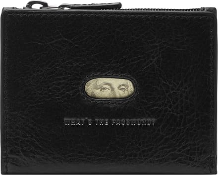 FOSSIL Leren Portemonnee Andrew Magnetic Zip Card Case Black Zwart