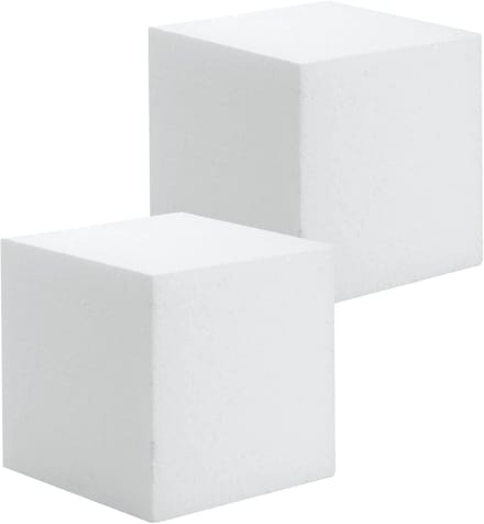 Hobby/knutsel piepschuim kubus blok - 2x - 15 x 15 cm - wit - figuren om te knutselen