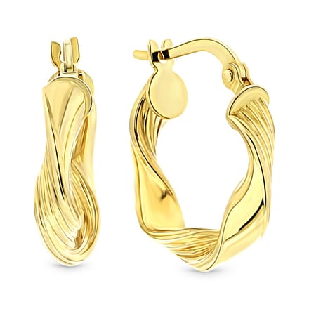 Juwelier Emo - 14 Karaat Geelgouden Wokkel Oorbellen met Arcering - Diameter 17mm