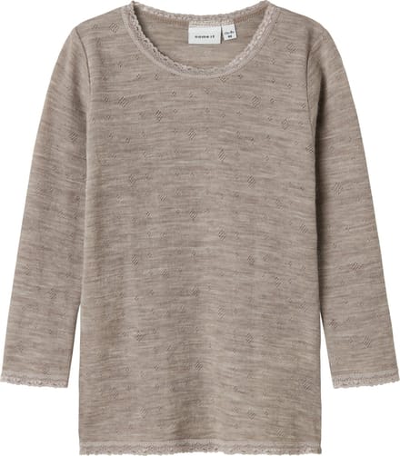 NAME IT - NMFWANG WOOL NEEDLE LS TOP SOLID NOOS - Meisjes - Lange mouwen shirts