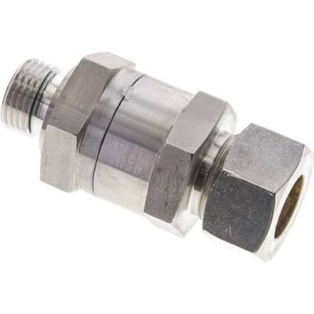 18L (M26x1.5) & G1/2'' Regeling-Uit RVS Terugslagklep Knelfitting Buitendraad 1-160 bar ISO 8434-1