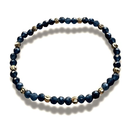 Armband - natuursteen - saffier - gefaceteerd - 4 mm - 18,5 cm - goudkleurig element