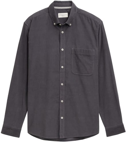 Tom Tailor - Regular fit corduroy overhemd met borstzak - Maat S - classic dark grey