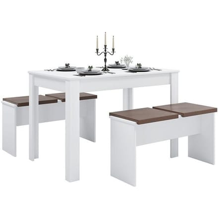Esal eethoek Eettafel en 2 bankenwit.