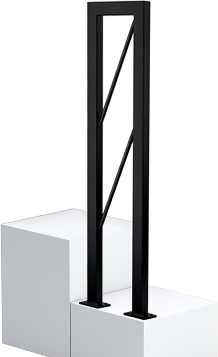 Trapleuning U-vorm - Metalen steun - Veilig traplopen - Ergonomisch ontwerp - 45 cm - Zwart