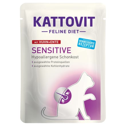 24x85g Sensitive Kip/Eend Kattovit Kattenvoer Maaltijdzakjes