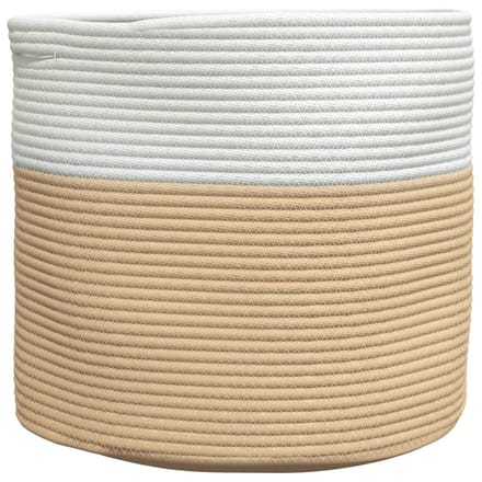 vidaXL - Opbergmand - Ø - 40x35 - cm - katoen - beige - en - wit