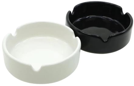 2 Keramische asbakken - Set van 2 - Wit & zwart - Ø 9 cm