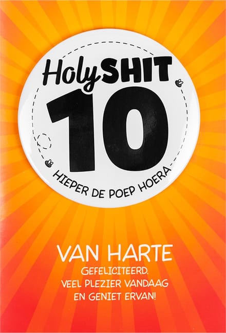 Shit wat een superleuke button | Wenskaart | 10 jaar