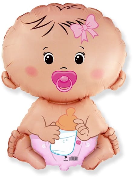 Folieballon 67 x 46 cm meisje Babyroze.