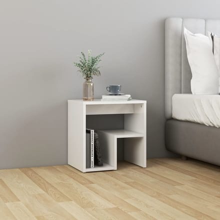 vidaXL - Nachtkastje - 40x30x40 - cm - bewerkt - hout - hoogglans - wit