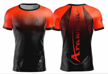 T-shirt Arawaza | Dry-Fit | Zwart / Oranje (Maat: XXS)