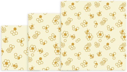 Bee's Wax - Bijenwasdoek Honingraat Set van 3 Stuks Assorti - Bijenwas - Geel