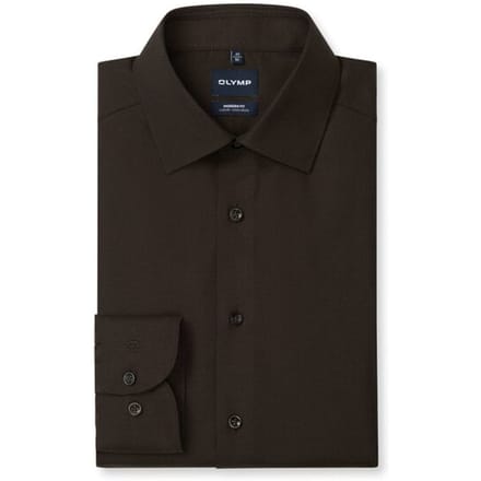 OLYMP Luxor Overhemd, Modern Fit, New Kent, Zwart-Bruin