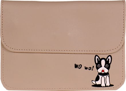 Schoudertasje grijs met hondje Wo Wo - 12,5x18cm