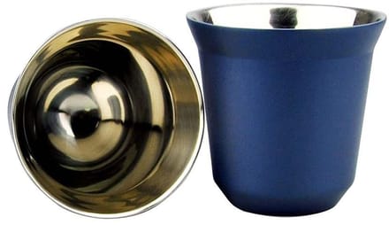 Dailygoods- Koffiekop 80 ml - Dubbellaags - Roestvrij Staal - Antislip - Compact - Warmtebehoud - Beker