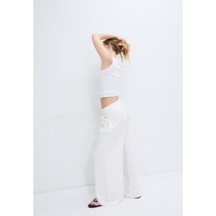 Stradivarius Rustieke super wide leg broek met verstelbare taille  Ecru 38